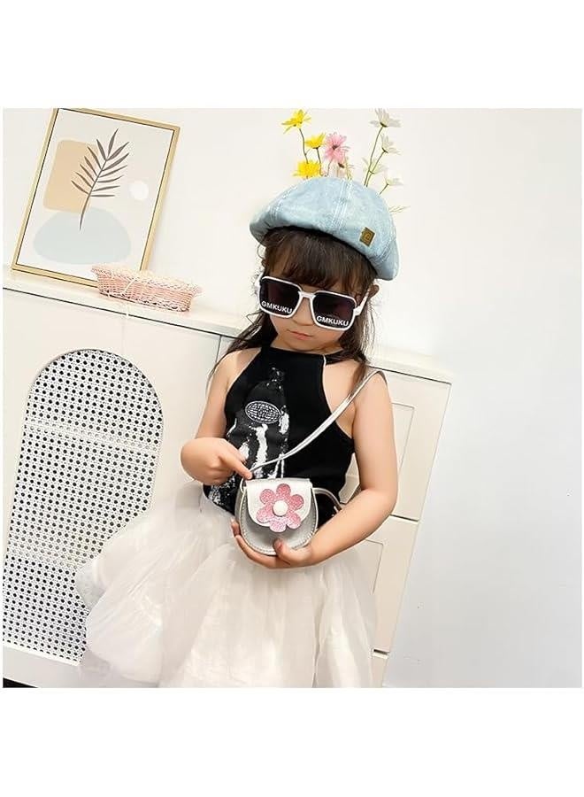 Little Crossbody Bag Purse Mini Single-Shoulder Bag Handbag Pouch Coin Purse for Women Girls Toddler,Silver Flower Purse  - Image 2