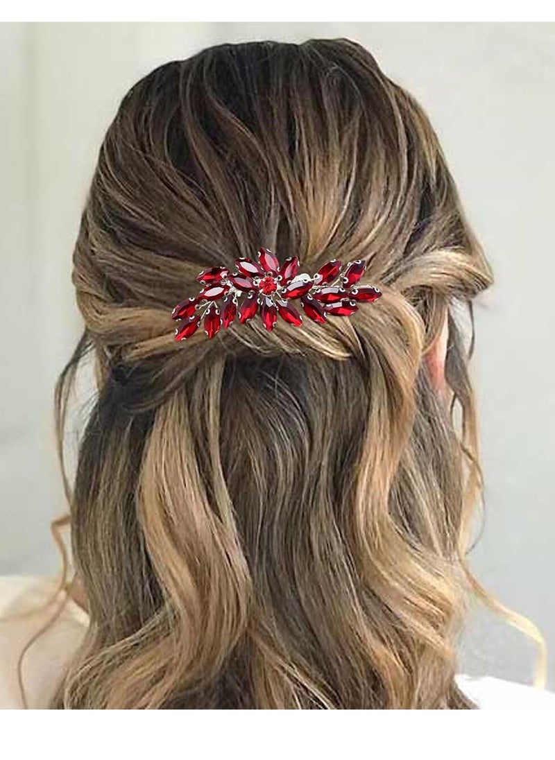 BETITETO BETITETO Bridal Crystal Hair Piece Rhinestone Wedding Small Hair Comb Accessories for Women Girls (Red)  - Image 2