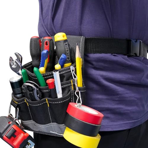 KUNN Electrician Tool Pouch,1680D Durable Tool Pouches with Belt Clip,Small Professional Electrician Pouch for Maintenance Tradesman,Grey - Image 2