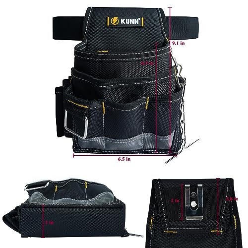 KUNN Electrician Tool Pouch,1680D Durable Tool Pouches with Belt Clip,Small Professional Electrician Pouch for Maintenance Tradesman,Grey - Image 3