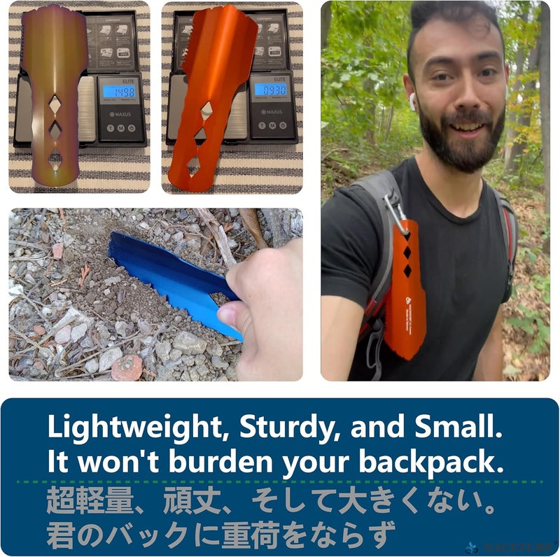 NACETURE Ultralight Backpacking Trowel Aluminum Shovel Small Potty Multitool with Longer Handle Design Essential for Hiking, Camping and Survival Bags(Black 1 Pack) - Image 1