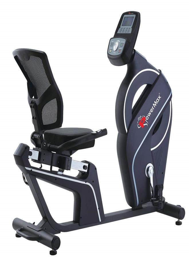 باورماكس فيتنيس دراجة تمارين قابلة للإمالة Powermax Fitness BR-900 مع نبض يدوي، مقاومة قابلة للتعديل، أقصى وزن مستخدم 135 كجم، 9 كجم دولاب دوار لتدريب القلب في المنزل، أسود - Image 1