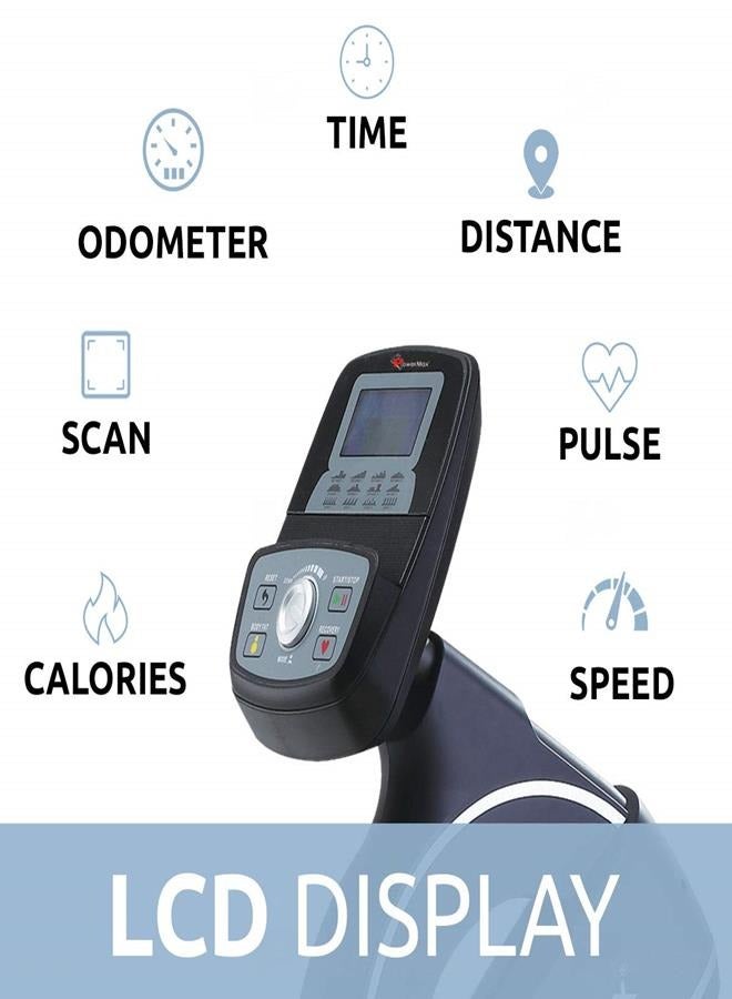 باورماكس فيتنيس دراجة تمارين قابلة للإمالة Powermax Fitness BR-900 مع نبض يدوي، مقاومة قابلة للتعديل، أقصى وزن مستخدم 135 كجم، 9 كجم دولاب دوار لتدريب القلب في المنزل، أسود - Image 3