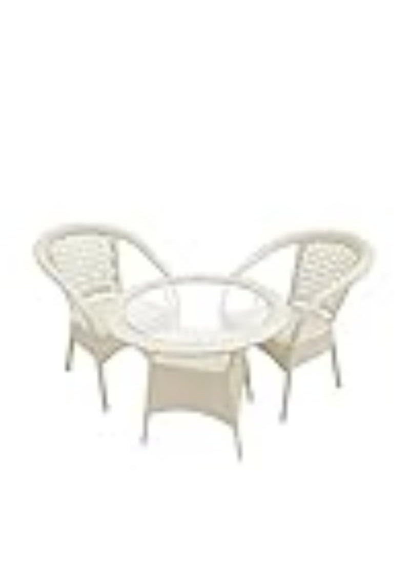ANAND INDIA GROUPS ANAND INDIA GROUPS D8 Indoor Outdoor Living Room Balcony Garden Chair Table Set 21 2 Chair 1 Table Furniture Set Coffee Chair Table SetPowder Coated Off White 