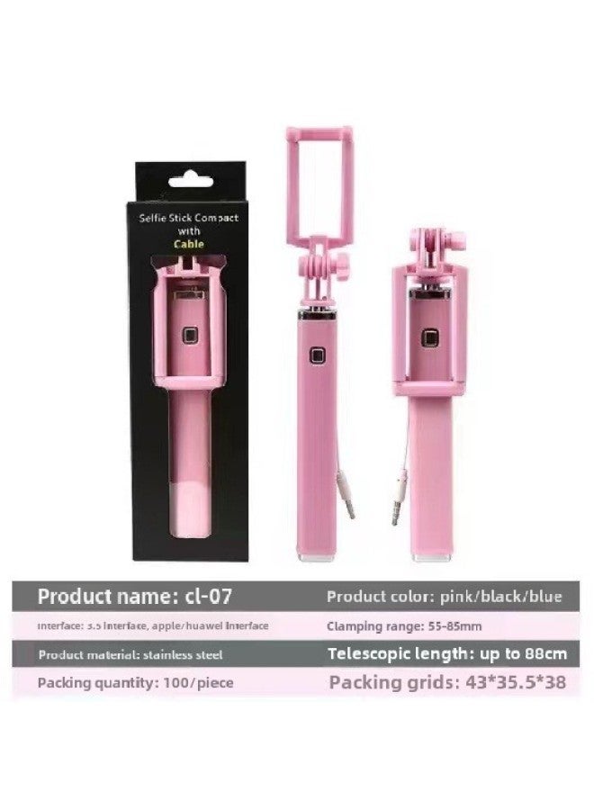 Wire-controlled Selfie Stick Selfie Live Broadcast Applicable To Android Apple Type-c Interface Telescopic Folding Gift-Color:Android (3.5 Round Head) Black  - Image 2