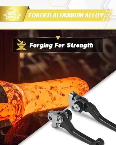 YSMOTO Dirt Bike Foldable Clutch Brake Levers for KX65/85 2001-2024, KX100 2001-2021, KX112 2022-2024, KX125 2000-2005, KX250 2000-2004, KX250F 2004, RMZ250 2004/2007-2024, RMZ450 2005-2024, Black - Image 3