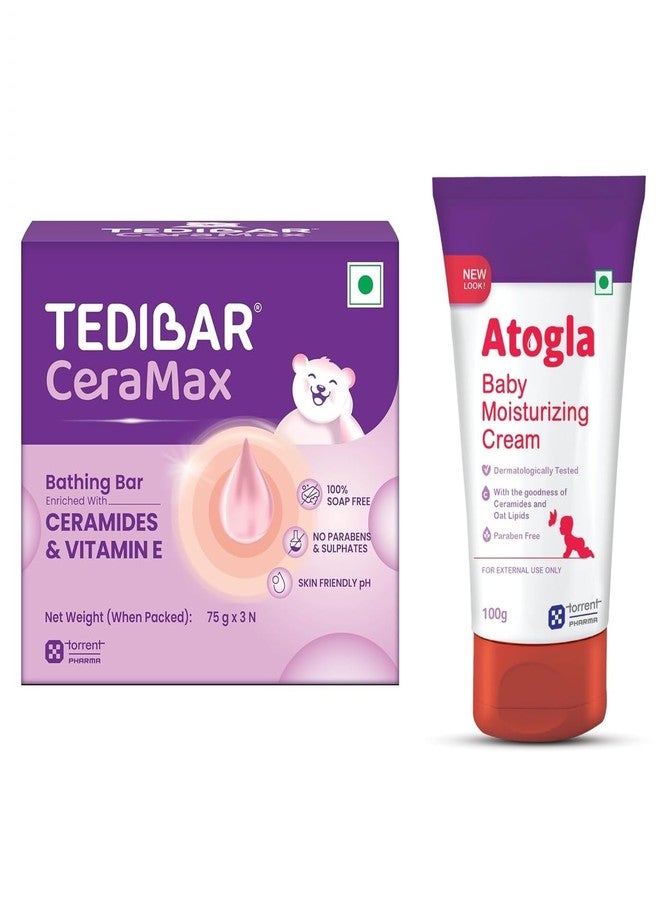 Tedibar Ceramax Bathing Bar,75g x 3 AND Atogla Cream Atogla Baby Cream | 100g - Image 1
