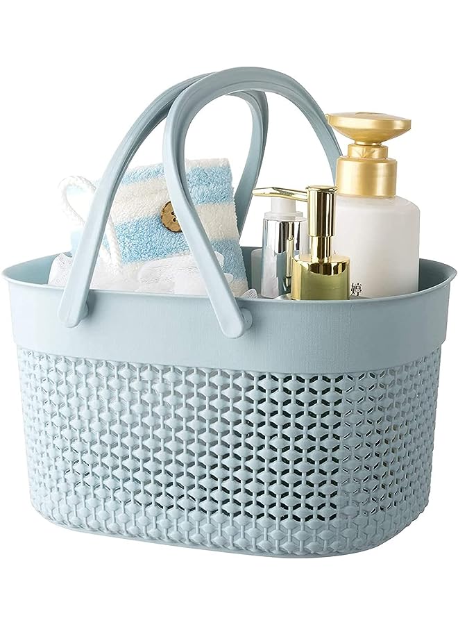 vesus Portable Shower Caddy Basket,with Handles,Weave Storage Boxes,Plastic Organizer Storage Tote with Handles Toiletry Bag Bin Box for Bathroom,College Dorm Room Essentials,Kitchen (blue)  - Image 1