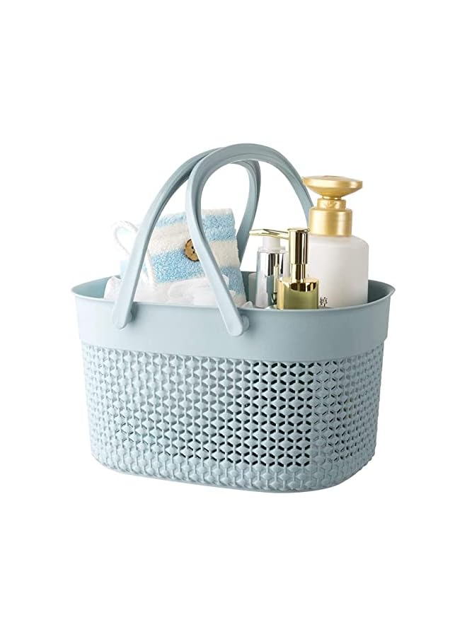 vesus Portable Shower Caddy Basket,with Handles,Weave Storage Boxes,Plastic Organizer Storage Tote with Handles Toiletry Bag Bin Box for Bathroom,College Dorm Room Essentials,Kitchen (blue)  - Image 2