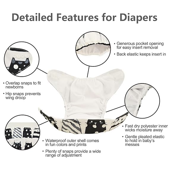 MOPPETS Baby Reusable washable Pocket Cloth Diaper with 4 Layer Microfiber Nappy Inserts (PACK OF 3 (COMBO-1)) - Image 2