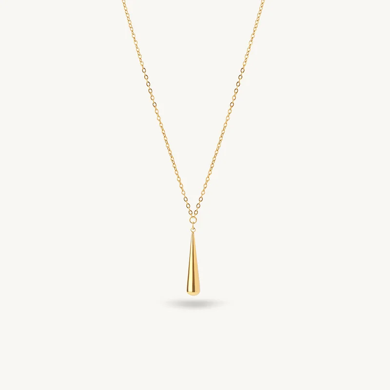 18K Gold Tone Plated Drift Drop Pendant Necklace For Women - Waterproof & Anti-Tarnish
