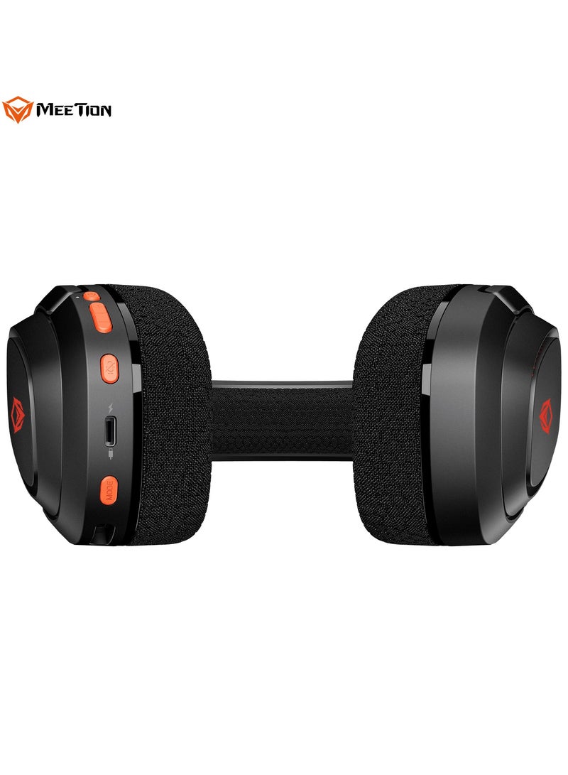 Meetion سماعة الألعاب اللاسلكية ثلاثية الوضعيات Meetion BTH012 2.4G / بلوتوث / سلكية اتصال ثلاثي الوضعيات ميكروفون قابل للفصل لإلغاء الضوضاء وسماعات أذن جلدية بيضاء ناعمة خفيفة الوزن (أسود) - Image 5