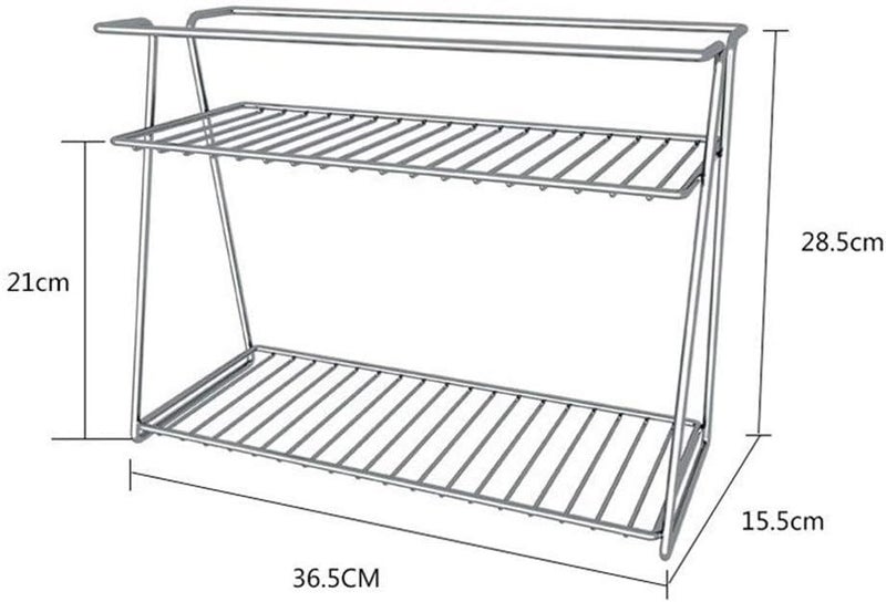 CHHAAP Stainless Steel 2 Layer Spice Rack | Modular Kitchen Storage Organizer | Multipurpose Shelf for Countertop, Tabletop | Tiered Silver Rack (Pack of 1) (NHSP) - Image 2