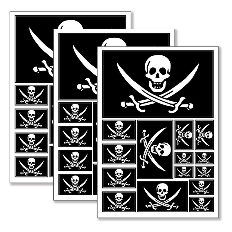 QQSD Pirate Jack Rackham Flag Sticker Jolly Roger Decal in Multiple Sizes 3 Pack 117 x 83 Inches