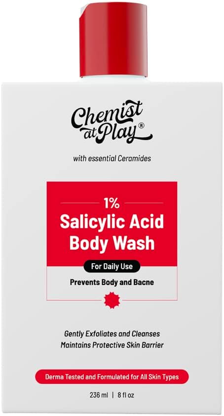 Chemist at Play 1 Salicylic Acid Body Wash Helps Prevent Back Body Acne Smoothens Bumpy Texture For Sweaty Oily Normal and Dry Skin Paraben and SLS Free Suitable for Men and Women 236 ml