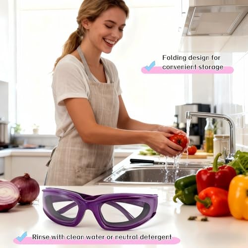 RyanDesign Tear-Free Onion Goggles, Anti Fog Kitchen Safety Glasses for Cutting Onions & Peppers - Windproof, Dustproof Protective Eyewear with Ultra-Light Frame for Cooking, Grilling(Purple)​ - Image 5