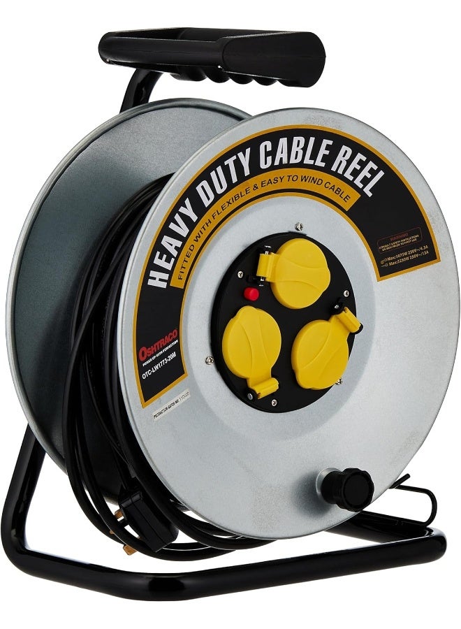 OSHTRACO بكرة كابل دائرية معدنية ثقيلة من أوشتراكو 3 طرق مع سلك بطول 20 متر، سمك 1.5 مم - Image 1