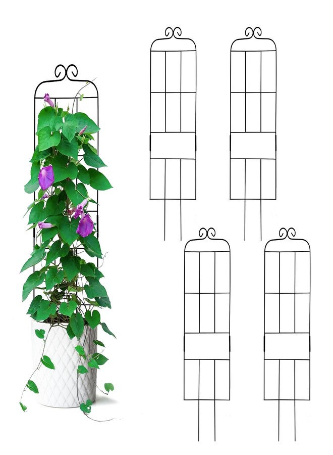 Hensal 4 Pack 31'' Plant Trellis for Climbing Plants Indoor & Outdoor, Metal Trellis for Potted Plants, Plant Support for Houseplant, Vines, Pothos, Rose, Ivy, and Flowers, Black - Image 1
