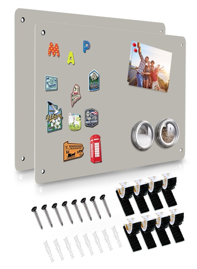 HYHOSHI 2Pack Magnetic Board,17.5" x 11.4" Magnet Bulletin Board to Display Magnetic Notes, Poetry, Photos, Suitable for Wall, Refrigerator, Cabinet etc, Come with 8 Pcs Dual Lock Tape and Screws (Gray) - Image 1
