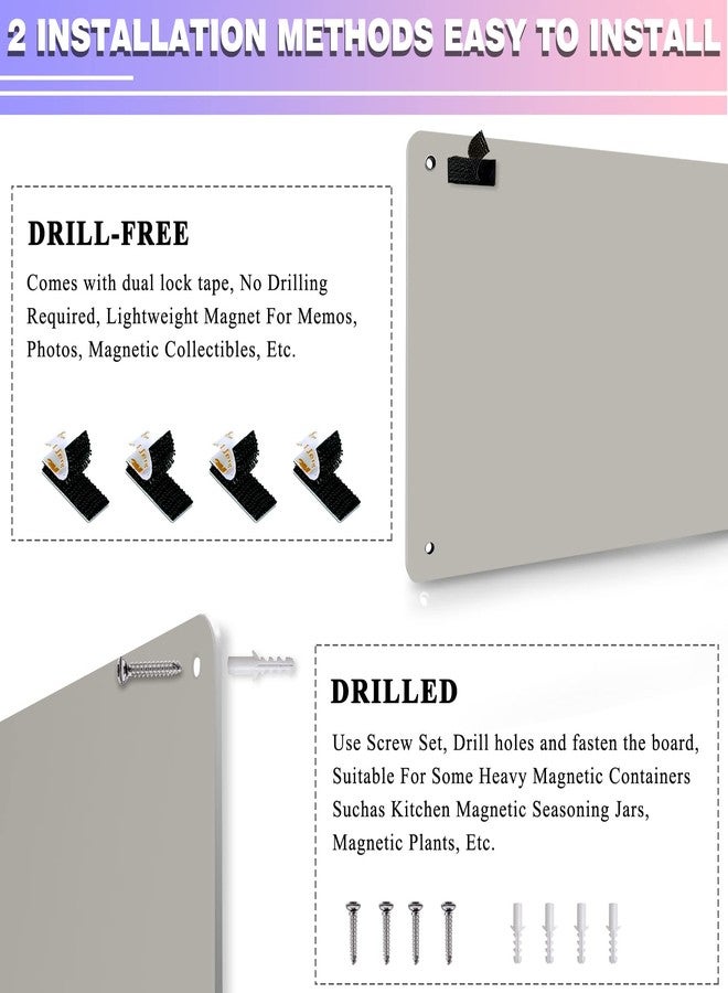 HYHOSHI 2Pack Magnetic Board,17.5" x 11.4" Magnet Bulletin Board to Display Magnetic Notes, Poetry, Photos, Suitable for Wall, Refrigerator, Cabinet etc, Come with 8 Pcs Dual Lock Tape and Screws (Gray) - Image 3
