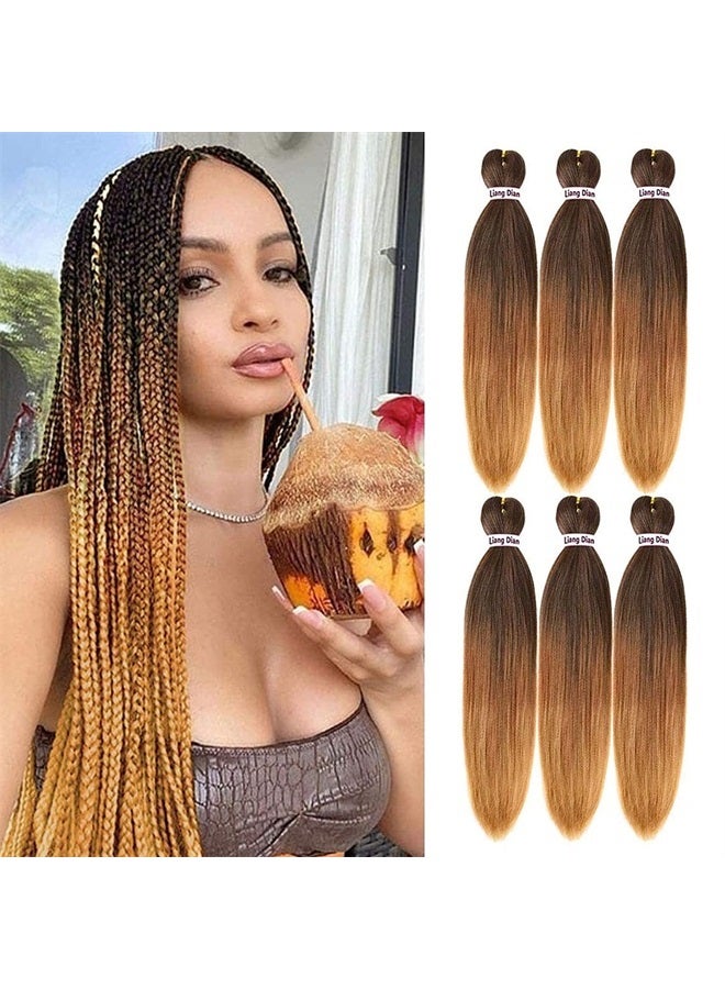 Liang Dian Pre-Stretched Braiding Hair 22 inch 6 packs Hot Water Setting Synthetic Hair Crochet Braiding Hair Extension (1B/30/27) - Image 1