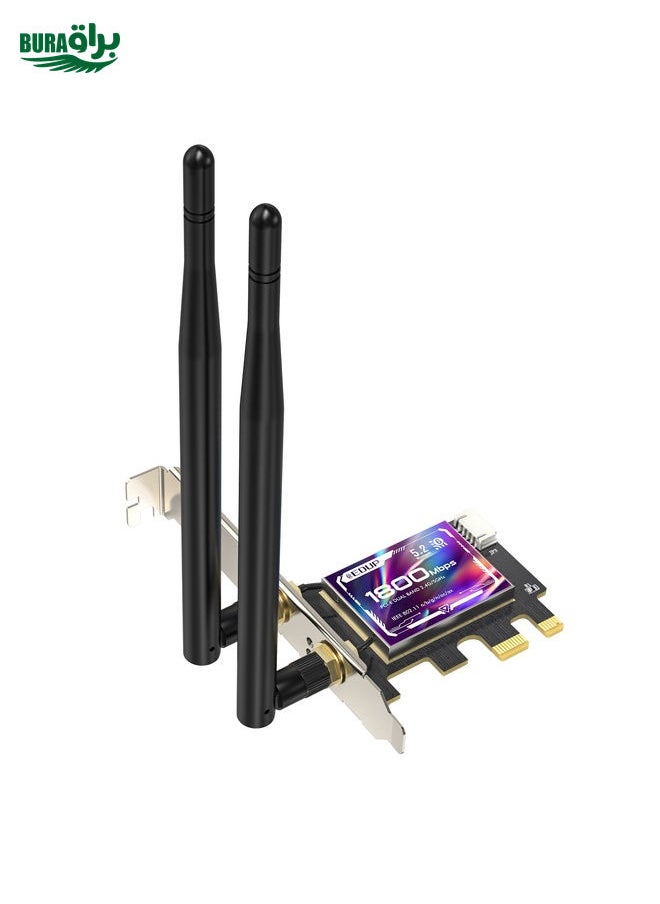BURAQ - EDUP EP-9658 PCI-E WiFi 6 Card AX1800M Bluetooth 5.2 Adapter for Desktop PC, 2.4GHz/5.8GHz Dual Band Wireless PCI-E Internal Network Card - Image 1