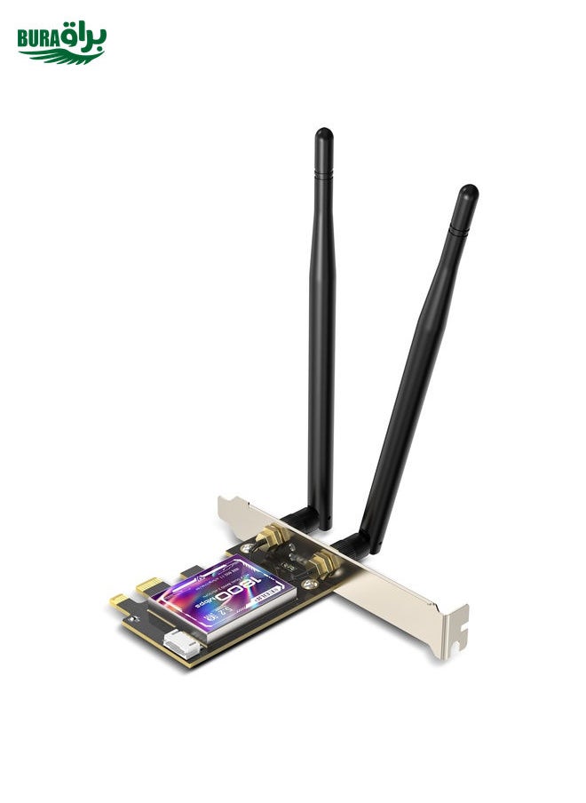 BURAQ - EDUP EP-9658 PCI-E WiFi 6 Card AX1800M Bluetooth 5.2 Adapter for Desktop PC, 2.4GHz/5.8GHz Dual Band Wireless PCI-E Internal Network Card - Image 1