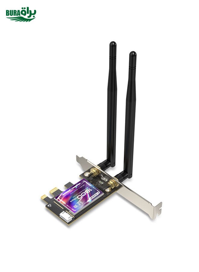 BURAQ - EDUP EP-9658 PCI-E WiFi 6 Card AX1800M Bluetooth 5.2 Adapter for Desktop PC, 2.4GHz/5.8GHz Dual Band Wireless PCI-E Internal Network Card - Image 1