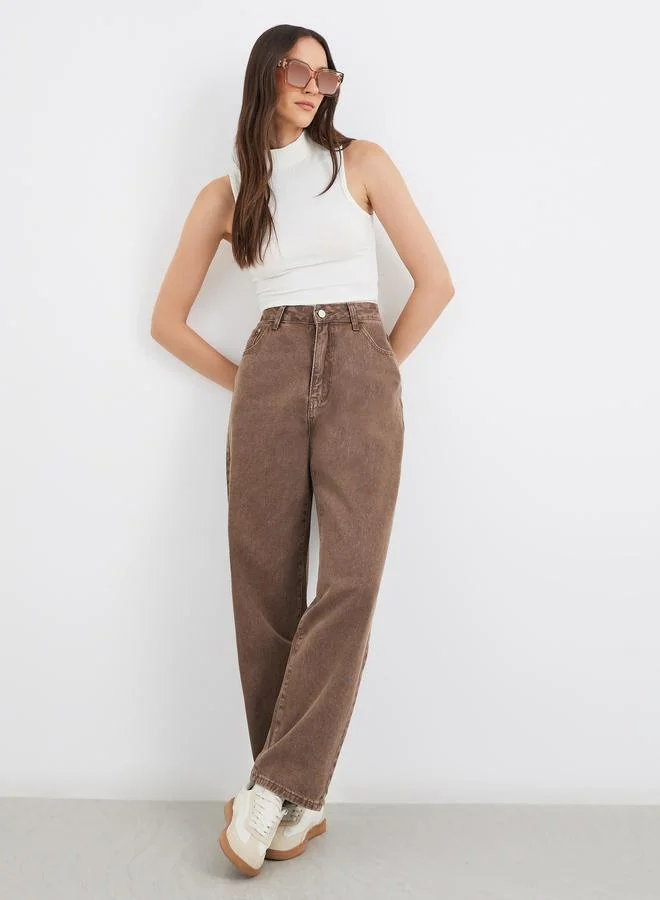 ستايلي Styli High Rise Washed Mom Fit Jeans