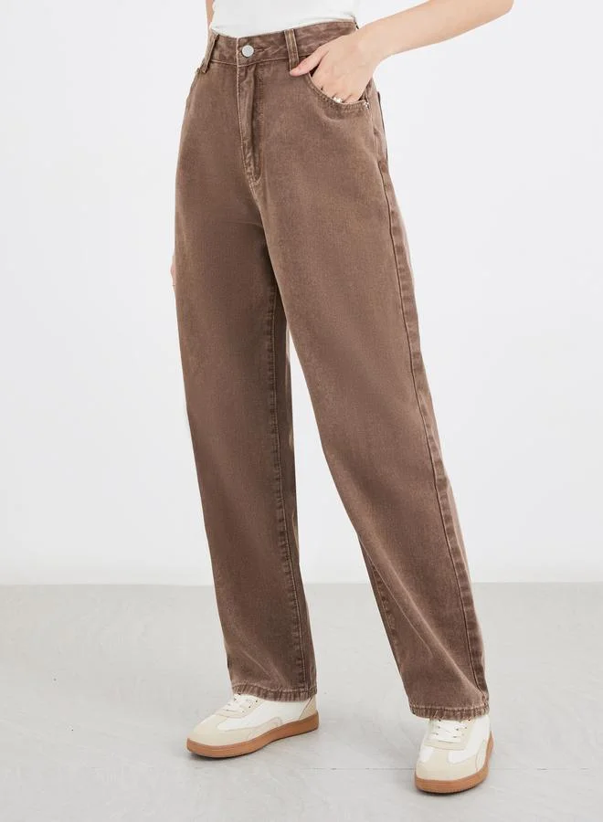 ستايلي Styli High Rise Washed Mom Fit Jeans