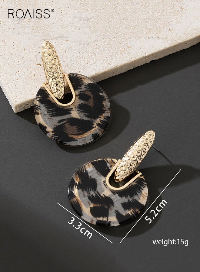 roaiss Women’s Acrylic Leopard Print Earrings Bold Geometric Round Circle Design Exaggerated Statement Lightweight Street Style Party Gift Trendy Everyday Pop - Image 5