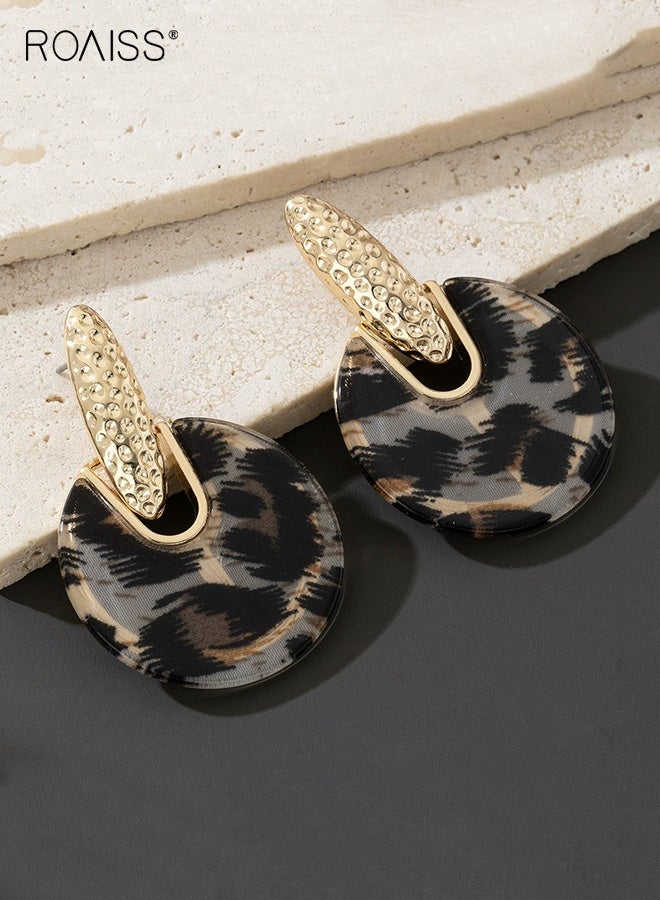 roaiss Women’s Acrylic Leopard Print Earrings Bold Geometric Round Circle Design Exaggerated Statement Lightweight Street Style Party Gift Trendy Everyday Pop - Image 3