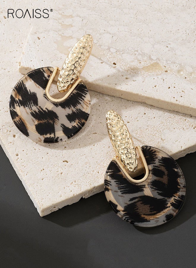 roaiss Women’s Acrylic Leopard Print Earrings Bold Geometric Round Circle Design Exaggerated Statement Lightweight Street Style Party Gift Trendy Everyday Pop - Image 4