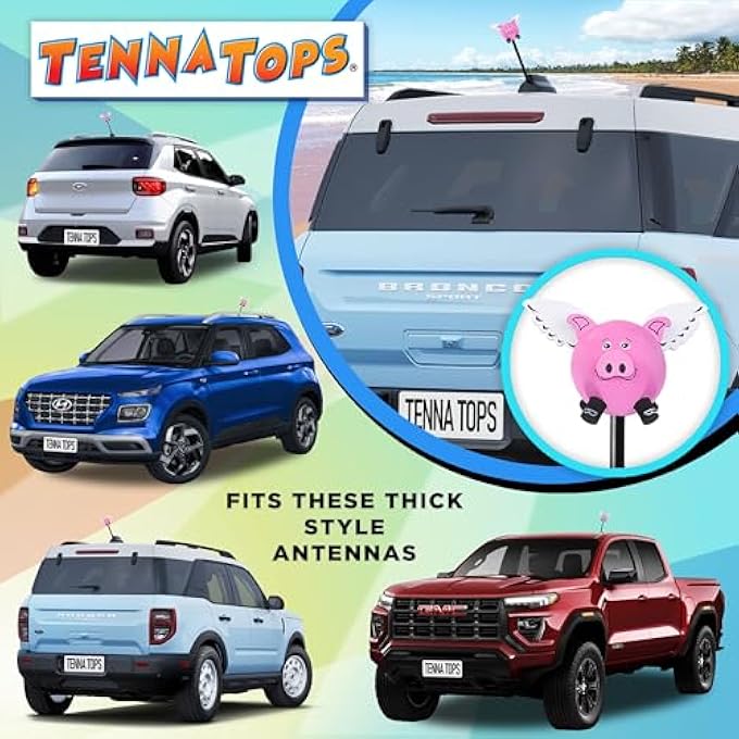rayihni Pink Flying Pig Car, Truck, and SUV Antenna Ball/Antenna Topper (Fits Fat Style Antenna) - Image 3