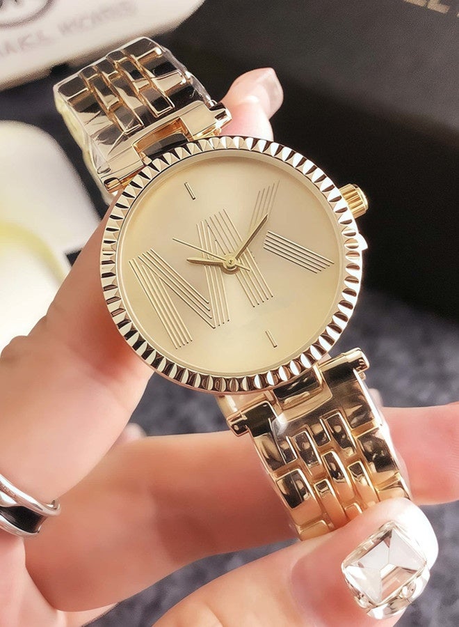 Michael Kors MK Classic Men's and Women's Fashion Multi functional Alloy Round Quartz Watch Stainless Steel Strap 30mm