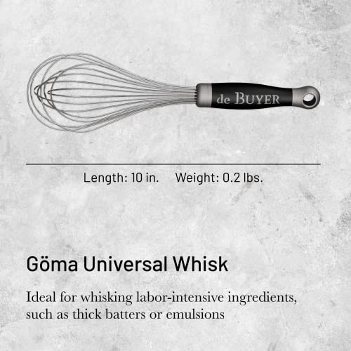 de Buyer GOMA Universal Whisk - 10” - Ideal for Commercial & Home Kitchens - Designed for Heavy, Frequent Use - Ergonomic & No-Slip Grip - Dishwasher Safe - Image 2