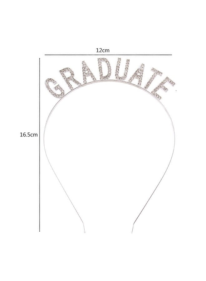 Soochat Graduation Headband Rhinestone Graduate Letter Hairband for Women Girls Party Decorations Supplies (Silver) - Image 2