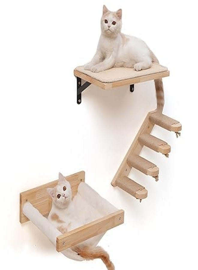 Cat Wall Furniture, 3 Pack cat wall Floating Shelves uses a Triangular Structure, thereby can Easily Hold Cats weigh up to 33 lbs,Cats Shelf for Sleeping, Playing, Climbing and Lounging, - Image 1