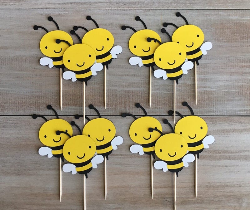 Confetti! 12Pcs Bumble Bee Cupcake Toppers Oh Babee Cupcake Picks Multi Layer Honey Bee Cupcake Picks for Baby Shower Birthday Party Decorations Supplies (Multi Layer) - Image 4