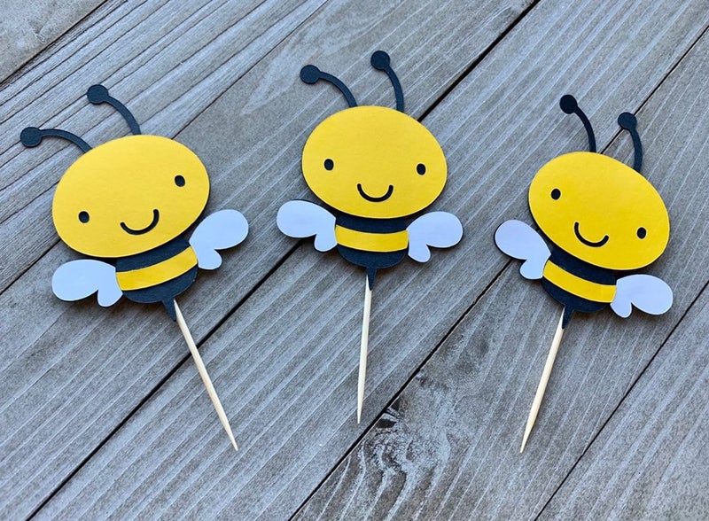 Confetti! 12Pcs Bumble Bee Cupcake Toppers Oh Babee Cupcake Picks Multi Layer Honey Bee Cupcake Picks for Baby Shower Birthday Party Decorations Supplies (Multi Layer) - Image 3