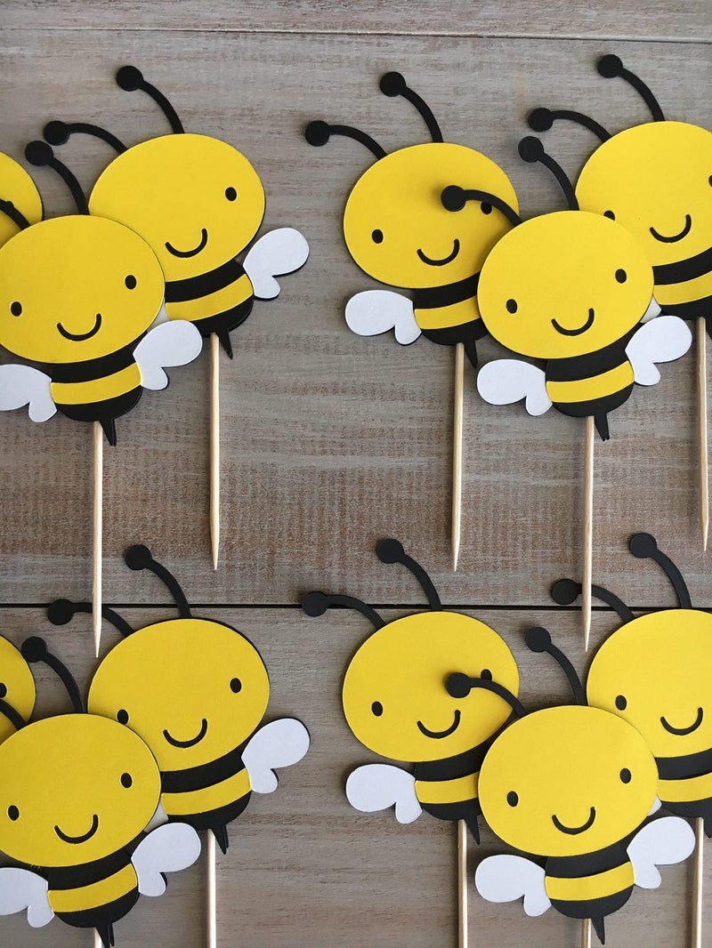 Confetti! 12Pcs Bumble Bee Cupcake Toppers Oh Babee Cupcake Picks Multi Layer Honey Bee Cupcake Picks for Baby Shower Birthday Party Decorations Supplies (Multi Layer) - Image 2