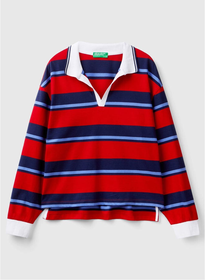 Benetton Regular Fit Striped Polo  - Image 4
