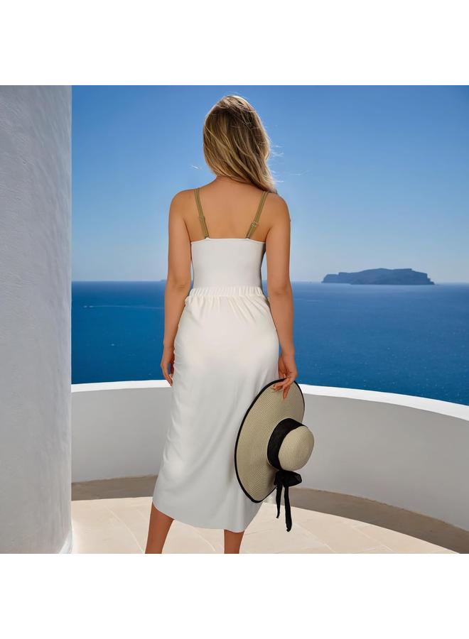 Y&D Women's One Piece Swimsuit with Cover up Set Beach Wrap Skirt Retro Bikini Set Two Piece Bathing Suit with Cover up - Image 3