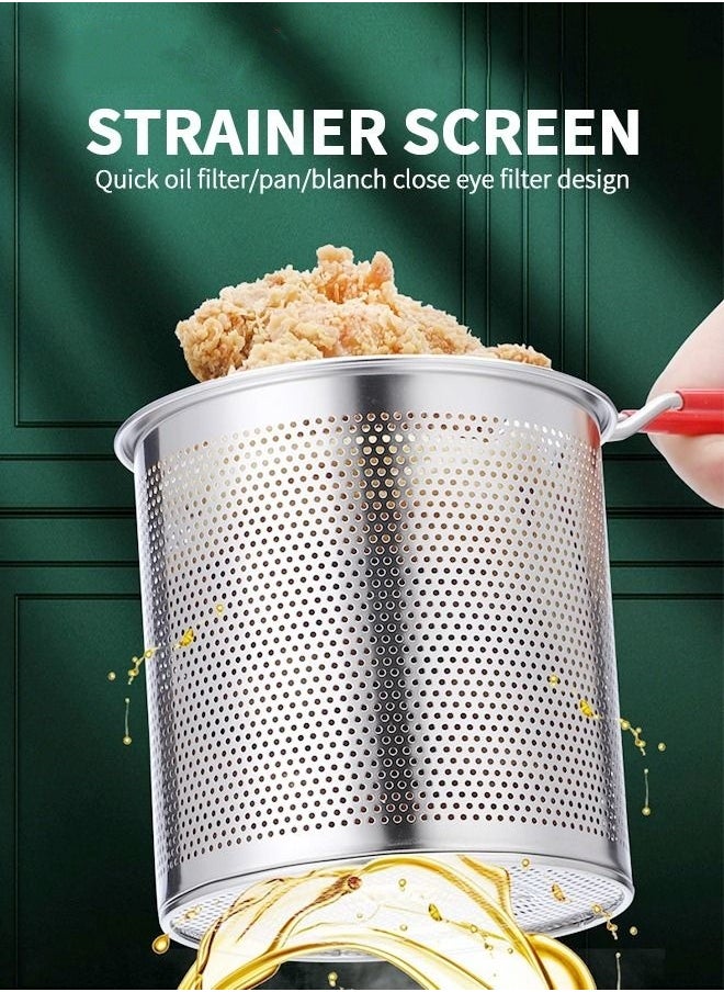MIXDE Deep Fryer Pot,304 Stainless Steel Japanese Style Fryer Pan With Oil Filter Mesh,Lid And Clip,Non Stick Fryer Uniform Heating For General Purpose Gas Stove  - Image 3