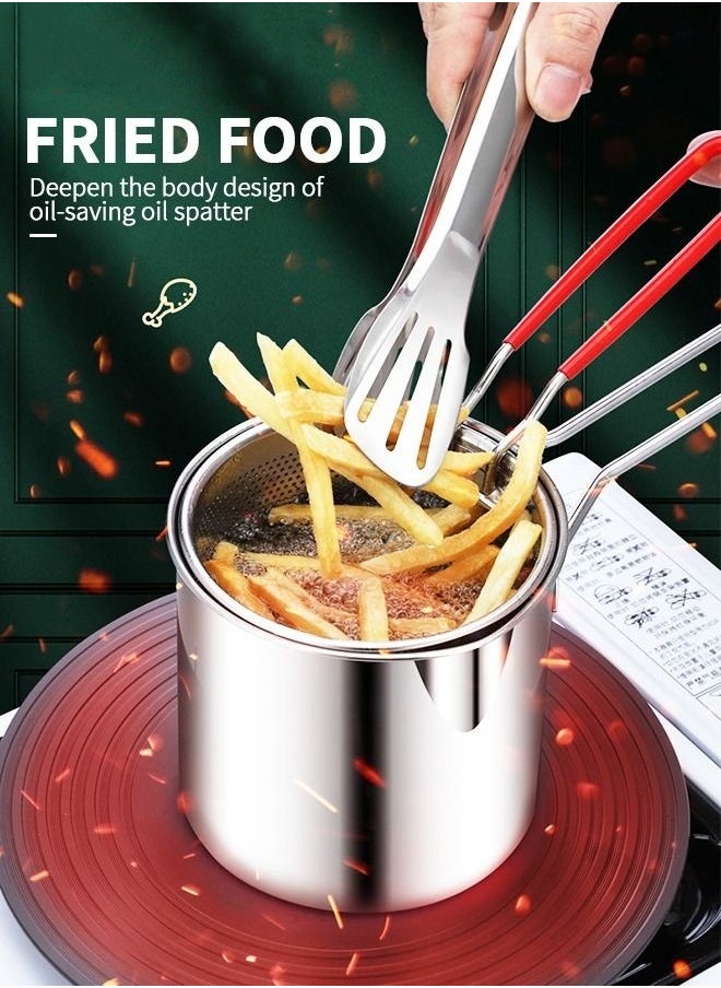 MIXDE Deep Fryer Pot,304 Stainless Steel Japanese Style Fryer Pan With Oil Filter Mesh,Lid And Clip,Non Stick Fryer Uniform Heating For General Purpose Gas Stove  - Image 5