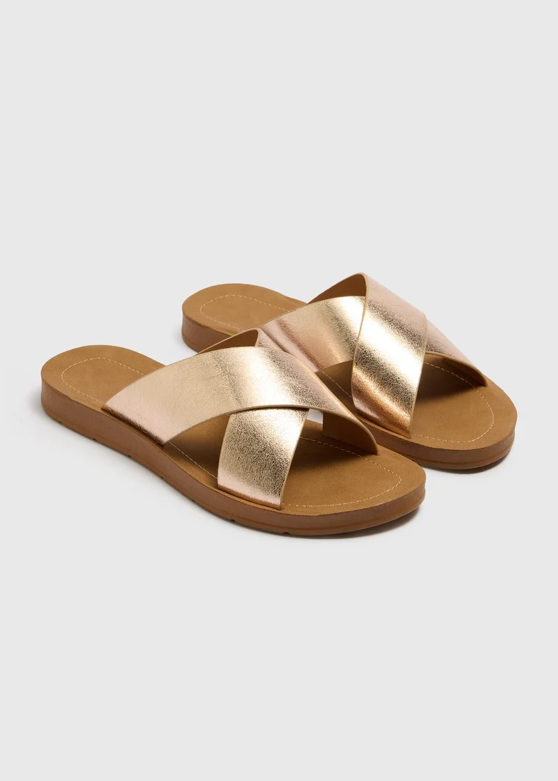 ماتلان Soleflex Gold Cross Strap Sandals