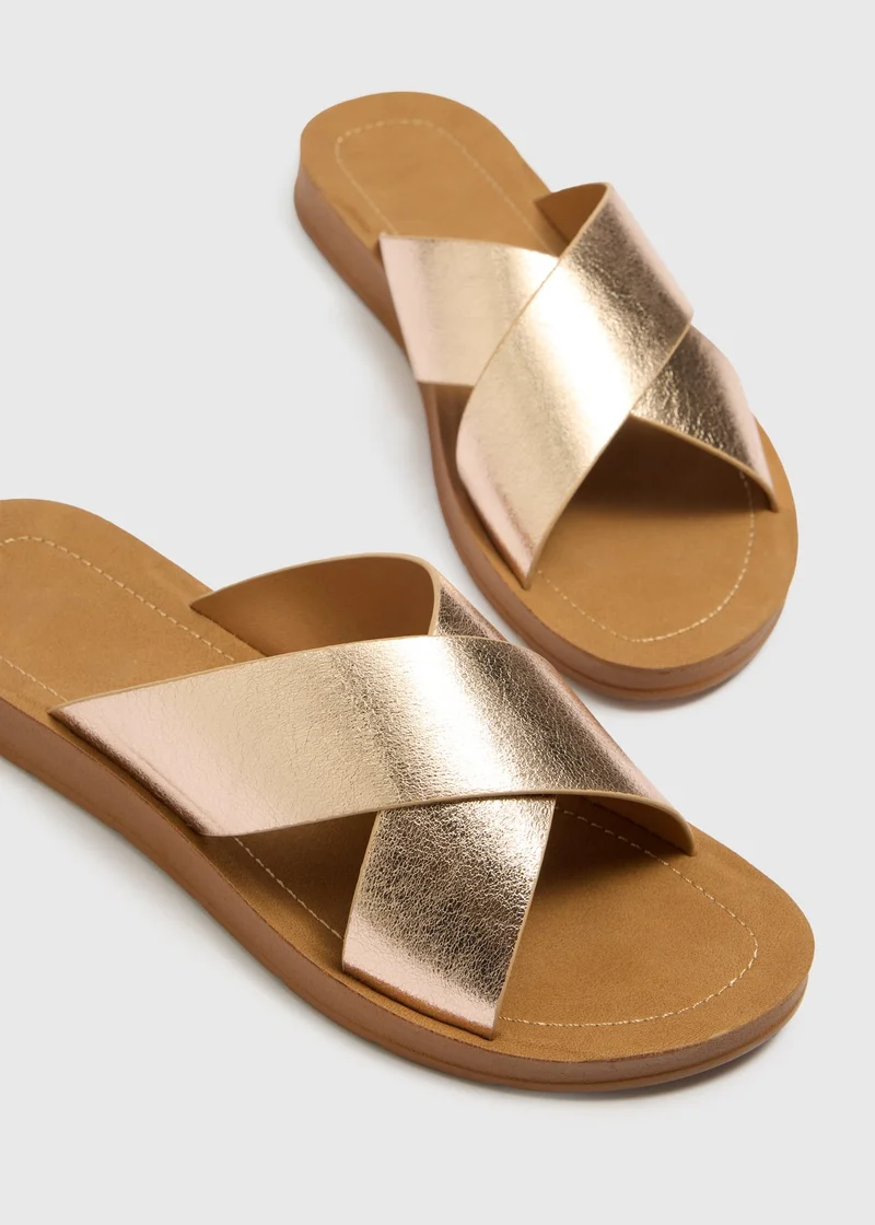 ماتلان Soleflex Gold Cross Strap Sandals