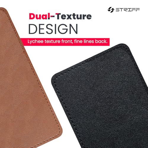 STRIFF Desk Pad Protector, Mouse Pad, Office Desk Mat, Non-Slip PU Leather Desk Blotter, Laptop Desk Pad, Waterproof Desk Writing Pad for Office and Home (Brown-Black) - Image 3