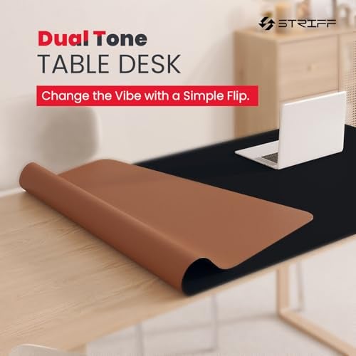 STRIFF Desk Pad Protector, Mouse Pad, Office Desk Mat, Non-Slip PU Leather Desk Blotter, Laptop Desk Pad, Waterproof Desk Writing Pad for Office and Home (Brown-Black) - Image 2