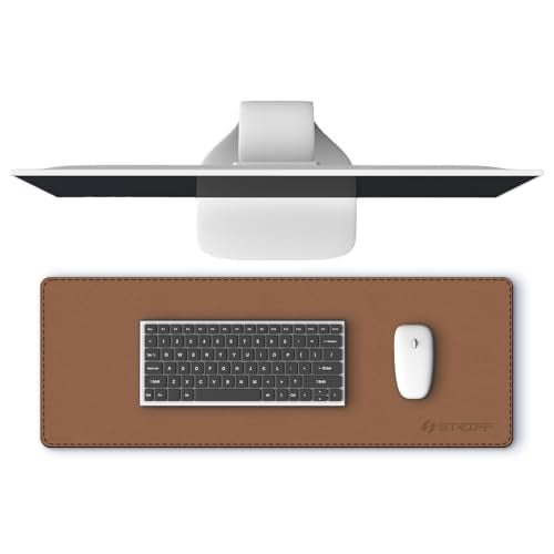 STRIFF Desk Pad Protector, Mouse Pad, Office Desk Mat, Non-Slip PU Leather Desk Blotter, Laptop Desk Pad, Waterproof Desk Writing Pad for Office and Home (Brown-Black) - Image 1